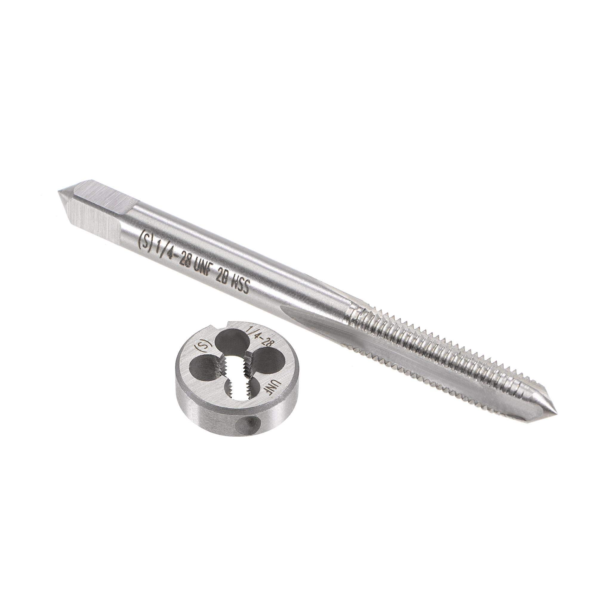 Macho y terraja UNF 1/4"-28 HSS para reparar roscas desgastadas en tornillos de métrica fina