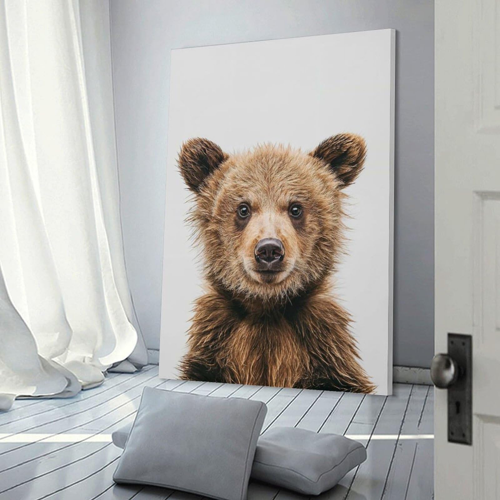 Junmoney Cute Baby Bear Decorative Wall Artwork, 24x36inch(60x90cm), for Hallway, Lounge Or Guest Room, Decorative Present for New Homes