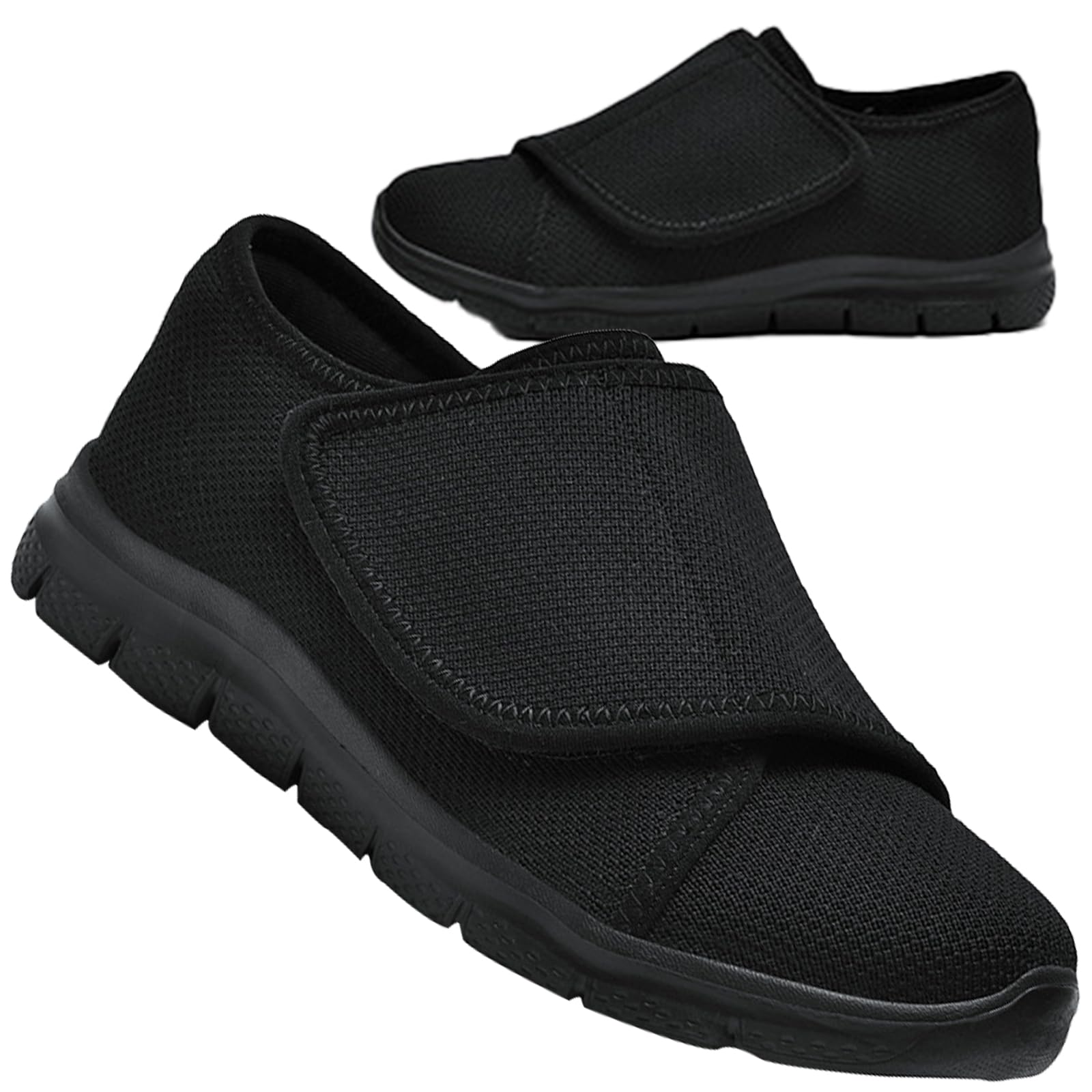 Aocase Diabetic Edema Shoes Womens Swollen Feet Adjustable Large Size Walking Shoes Extended Widths Lightweight Walking Sneakers Foot Swelling Non-Slip Shoes,Black,44/270mm