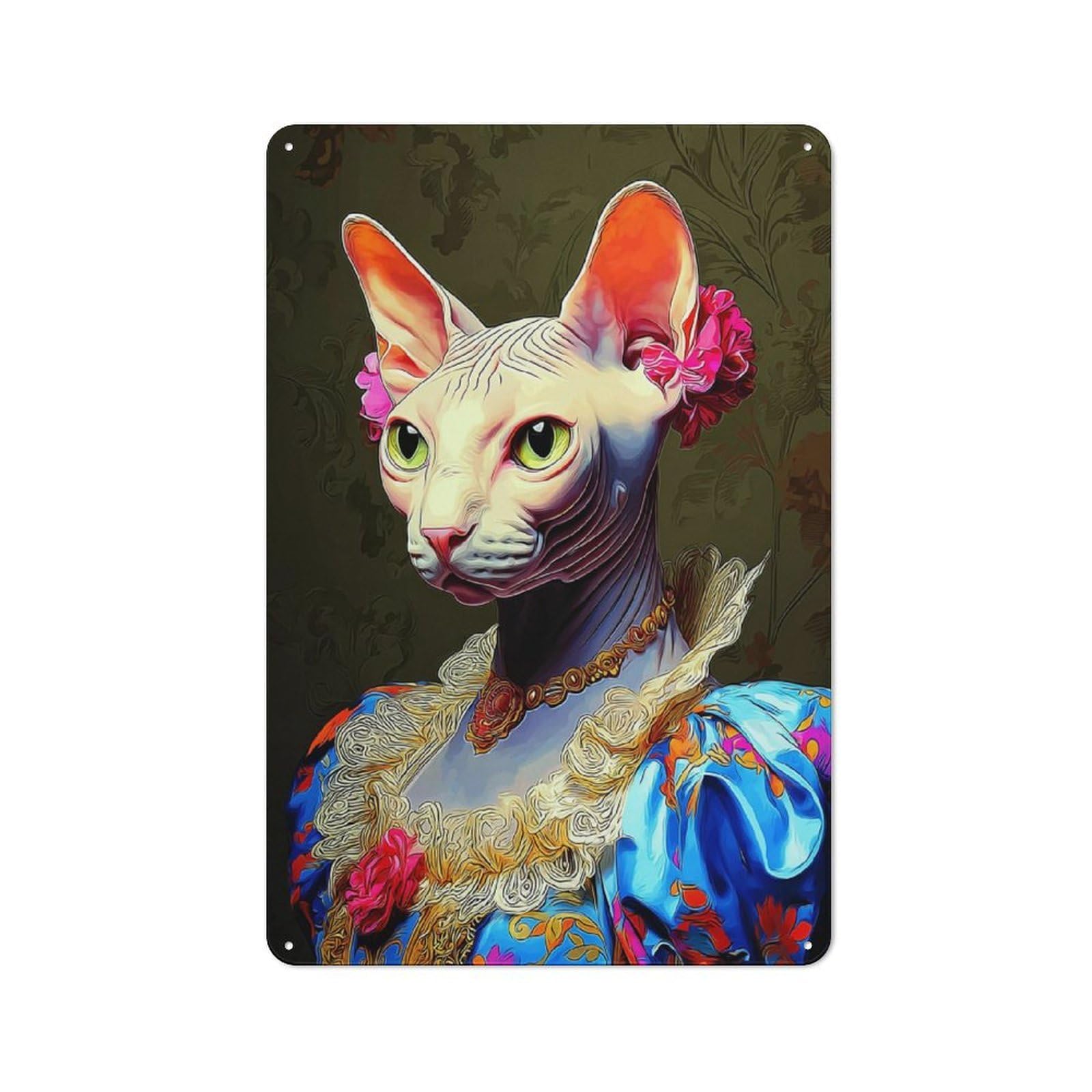Junmoney Regal Sphynx In Baroque Splendor Metal Wall Plaque 30X20cm, Everyday Small Space Decor For Flat, Dorm Room, Lounge Or Cafe