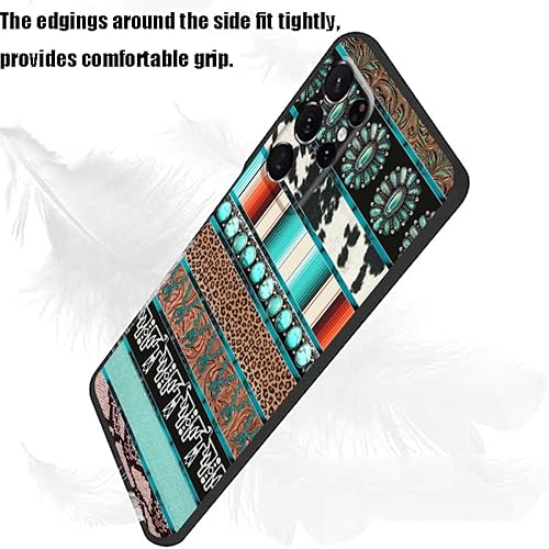 Miniatura 5 de Funda compatible con Samsung Galaxy S22 Ultra Western, estampado de leopardo turquesa, estampado de leopardo, boho, occidental, diseño gráfico para