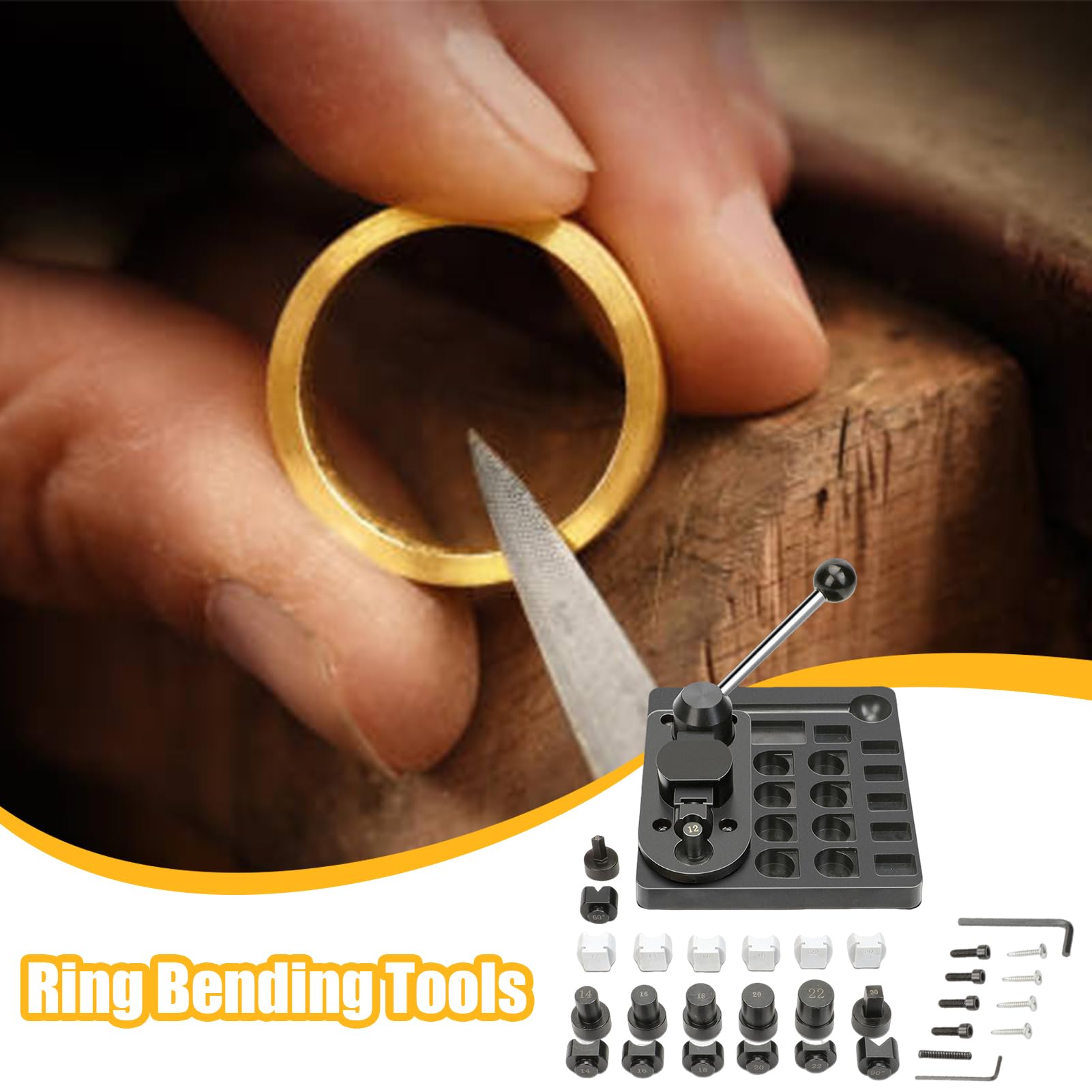 Herramienta Para Doblar Anillos Herramientas para Joyería | Redimensionador Estirador y Expansor Metálico Accesorios para Platería y Joyería en Enrollado