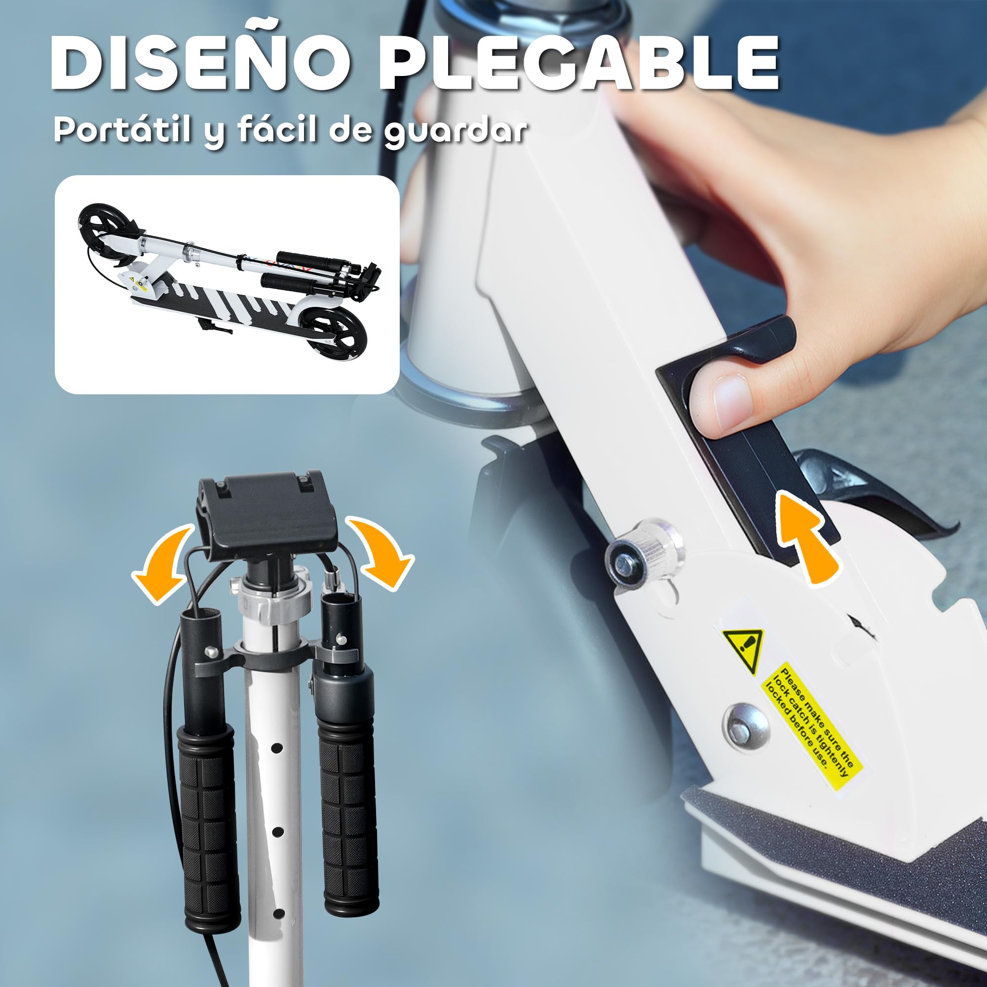 AIYAPLAY Patinete Plegable para Niños de 3-8 Años, Patinete Infantil de 2 Ruedas con Luces, Manillar de 4 Altura Ajustable, Freno Posterior y de Mano