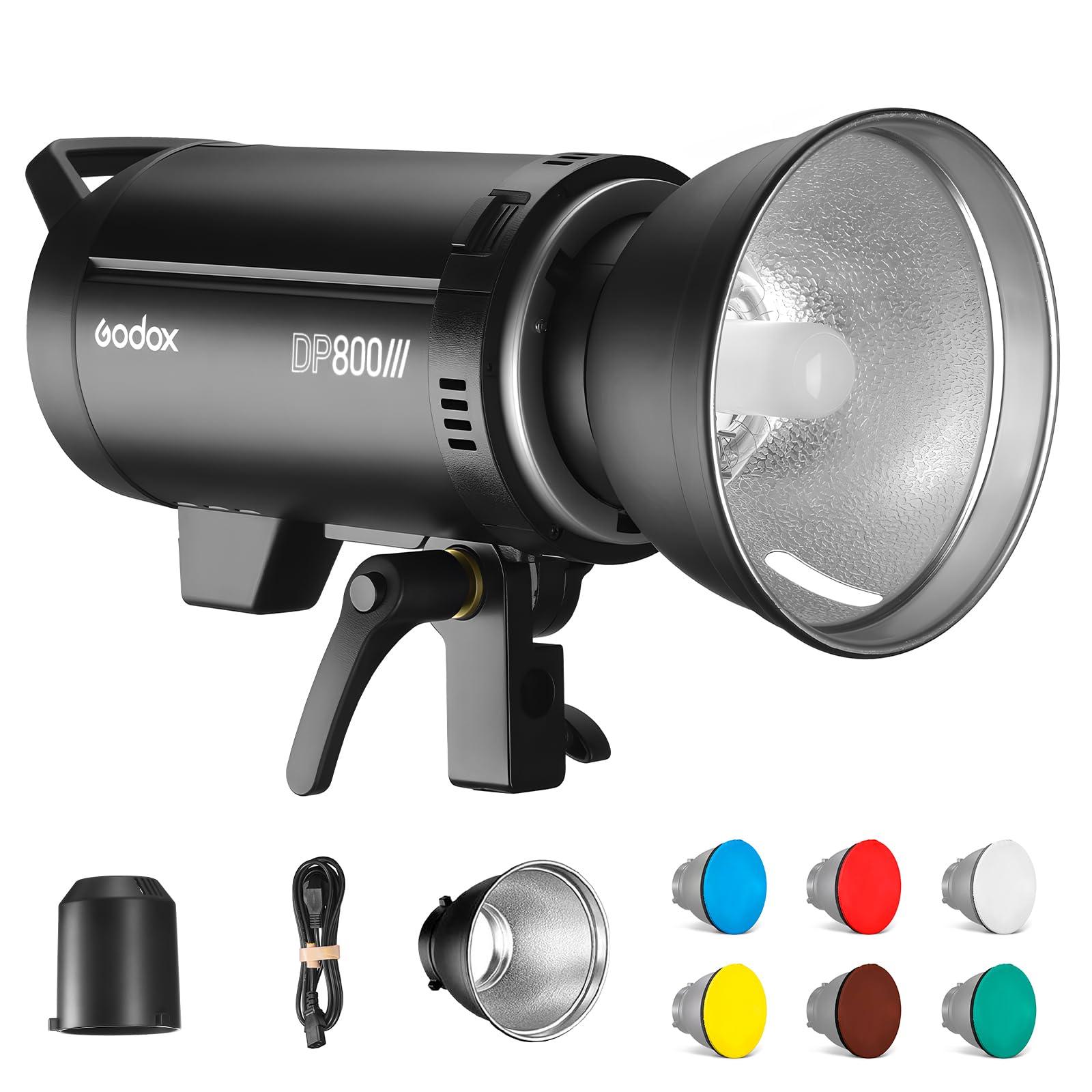 Godox DP800III Professional Studio Flash 800Ws 2.4G Wireless X System 5600K Bowens Mount Monolight with Standard Reflector 6 Colors Soft Cloth for Portrait Advertising Photography Studio Shooting