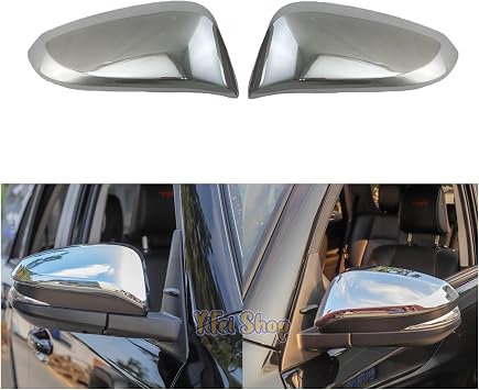 Car Rearview Accessories Carbon Plated Door Mirror Cover Trim Compatible with Toyota RAV4 Highlander Harrier 2014 2015 2016 2018 2020Chrome