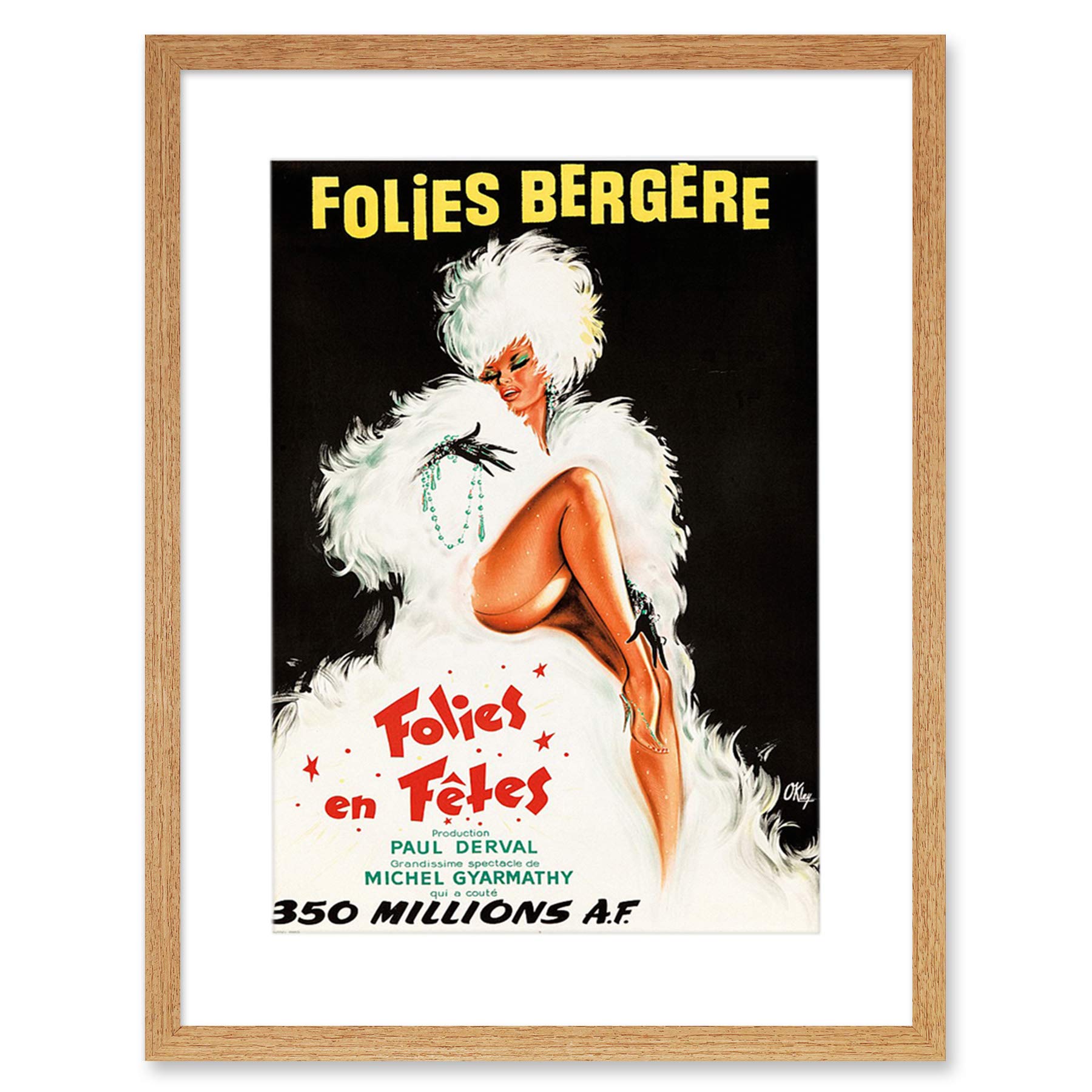 Wee Blue Coo Folies Bergere Theatre Cabaret Artwork Framed Wall Art Print 12X16 Inch