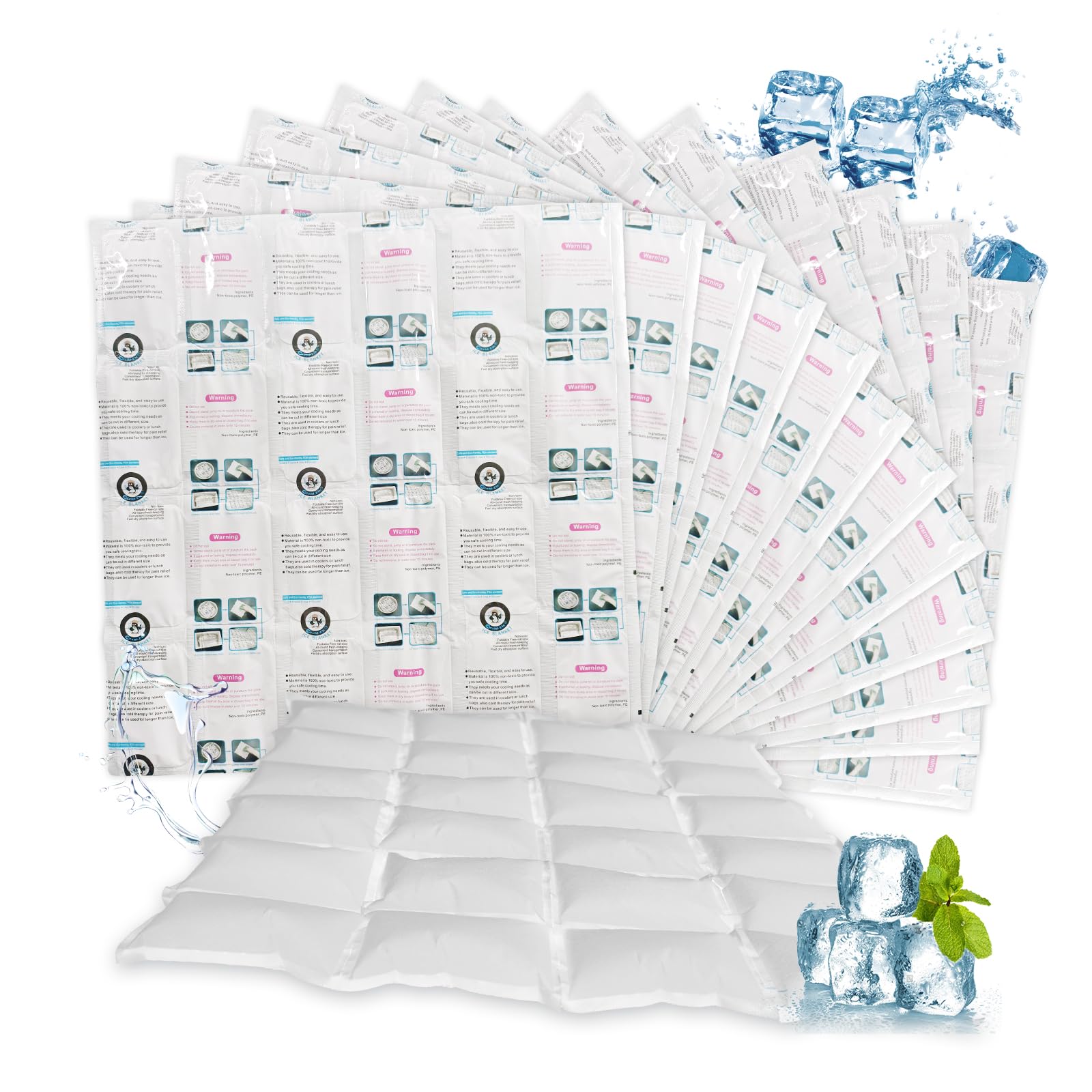 Reusable Shipping Dry Ice Pack Sheets for Frozen Food, Ice Pack for Lunch Bag Keep Food Cold, Long Lasting Cool Packs for Coolers and Shipping, Freezer Cold Ice Blankets Shipping