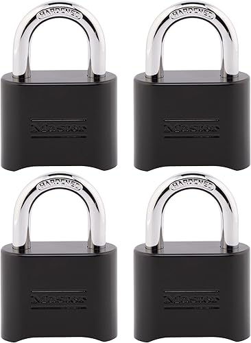 Miniatura 8 de Master Lock Candado de Combinación Negro, Establece Tu Propia Combinación, Candados Resistentes a la Intemperie para Interiores y Exteriores