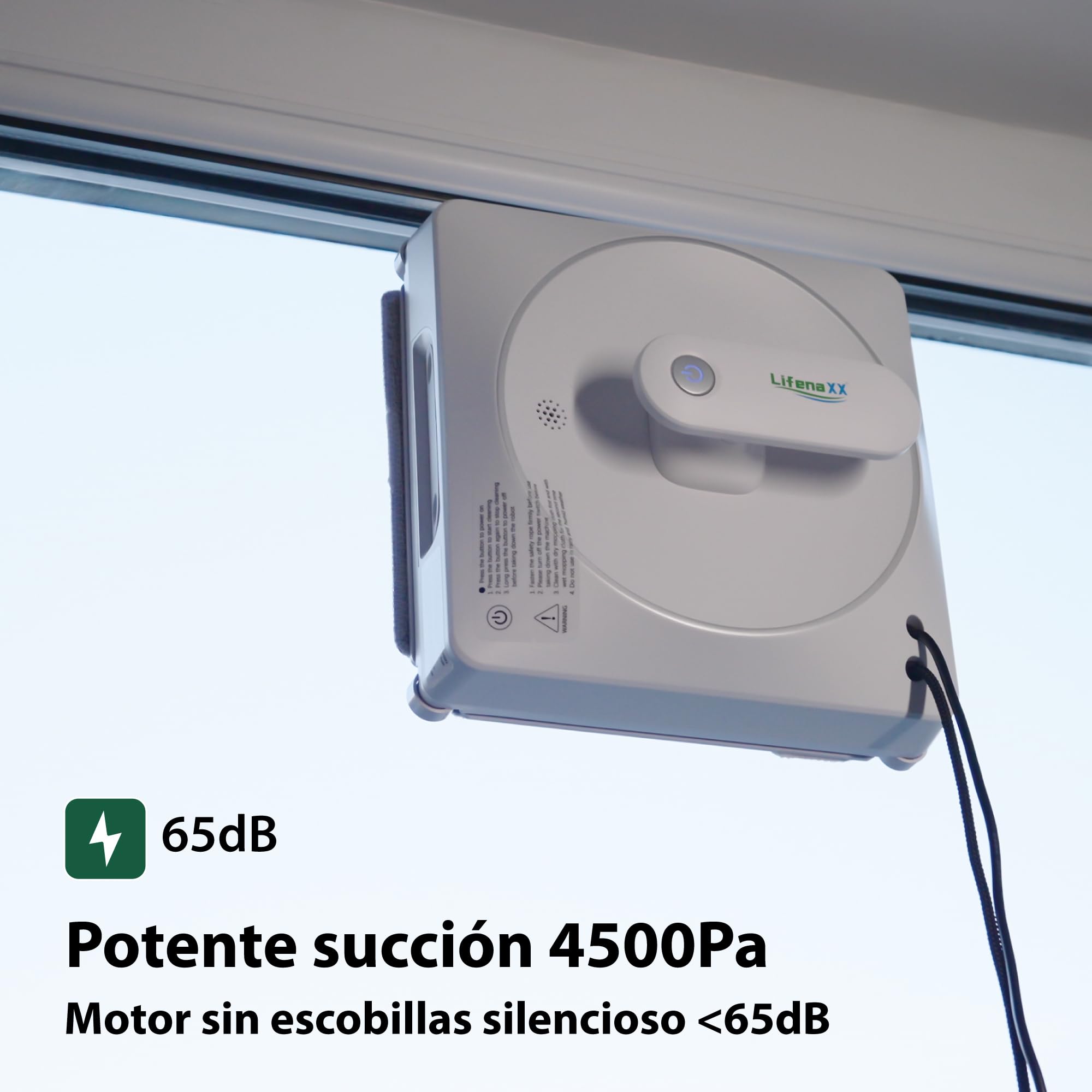 Robot limpiacristales Lifenaxx LX-047, limpiador de ventanas eléctrico con 4 boquillas de pulverización, alta potencia de succión de 4500Pa, gran depósito de agua de 100 ml, 4 modos de limpieza
