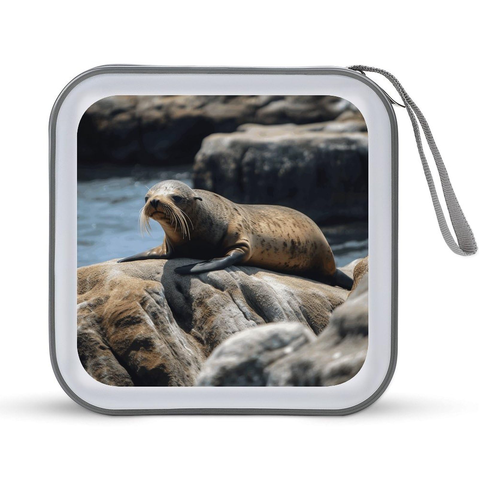 FekiLoot - CD Case with Stamp on the Rock (40 Capacity) Hard Plastic DVD Disc Storage Folder Portable Zipper Disc Storage Organizer with