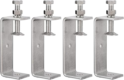 Miniatura 10 de Paquete de 4 abrazaderas C de acero inoxidable 304 con abrazadera de tigre de apertura ancha estable de 5.12 pulgadas para carpintería, soldadura