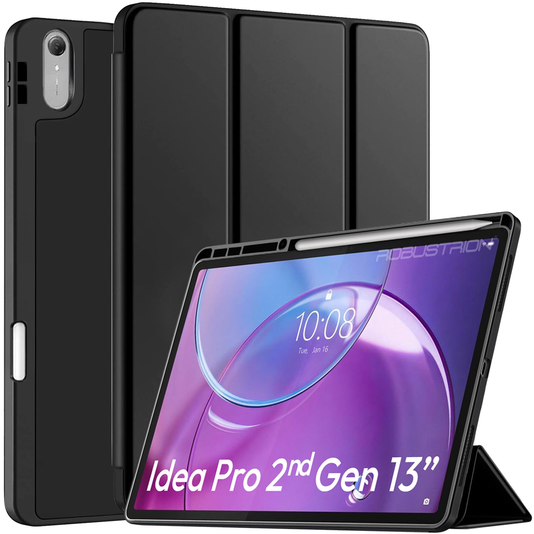 Robustrion Case for Lenovo Idea Tab Pro 2nd Gen 13 inch Cover Case with [Pencil Holder] [Soft Flexible Case] for Lenovo Idea Tab Pro Gen 2 Cover Case 13 inch [Auto Sleep Wake Support] - Black-picture-24