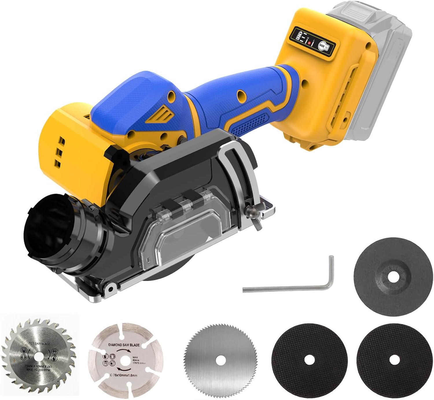 Cordless Cut Off Tool Compatible With DeWalt 20V MAX Battery Compact Saw Brushless with 3" Blades,2 Speed Adjustment Mini Circular Saw19000RPM for Metal/Wood
