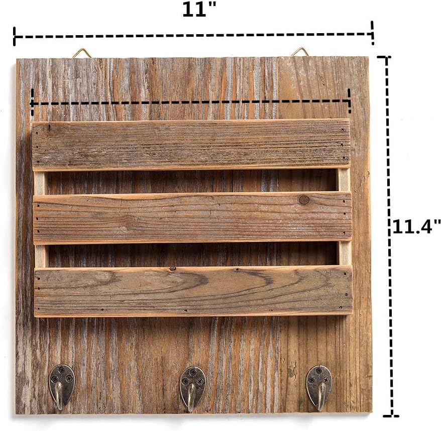 BYHER Wall Mount Entryway Mail Organizer, Key Holder Hooks, Coat Rack, Letter & Newspaper Storage, Home Decorative Floating Shelf (Mail Organizer)