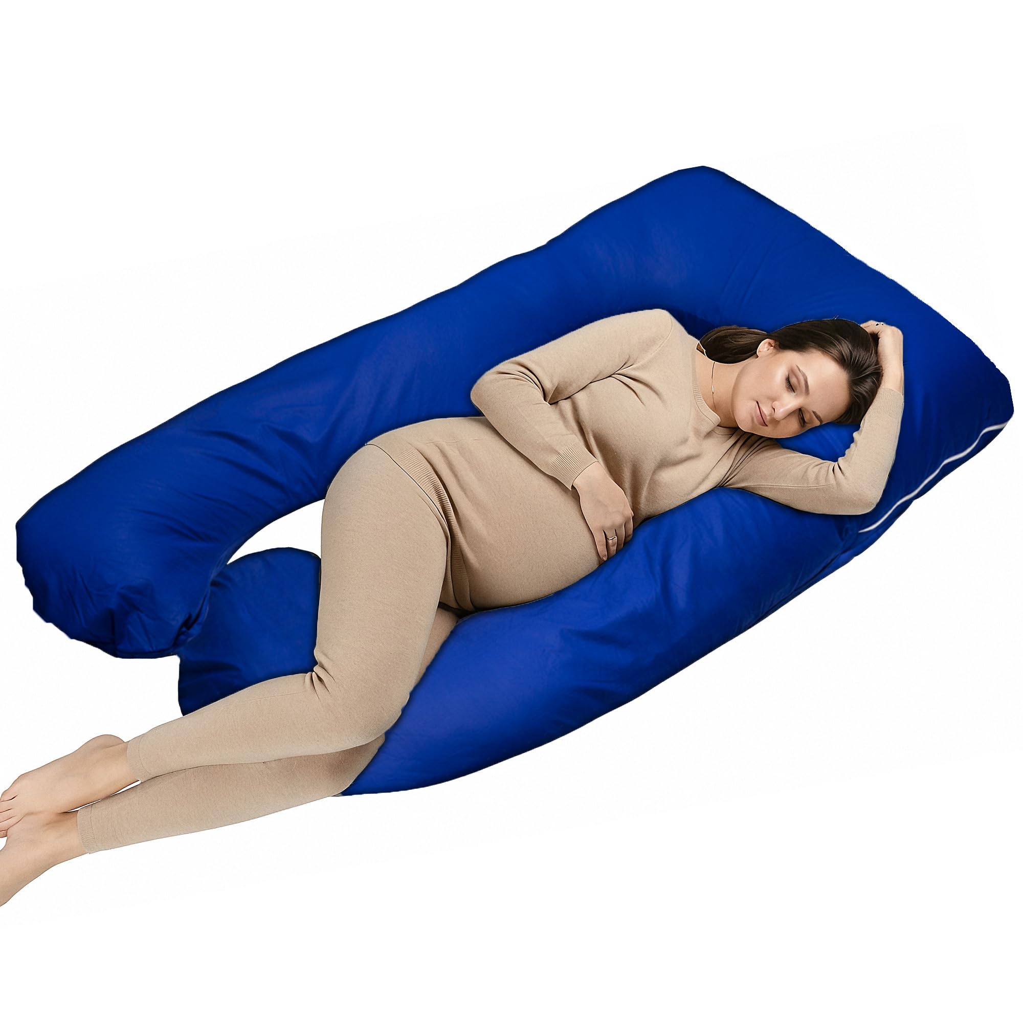 MKS Druckentlastung Schwangerschaftskissen | Seitenschläferkissen XXL – Ergonomisches Stillkissen für erholsamen Schlaf, Ganzkörperkissen, Microplüsch Kuschelstoff (Standard) / Blau