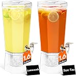 Lifewit 1.6 Distributeur de boissons en plastique Gallon pour les fêtes 2 Pcs, 6L Conteneur de boisson clair avec support pour jus/thé/soda, grand distributeur de limonade glacée avec épingle, BPA Pitcher d'eau gratuit pour réfrigérateur