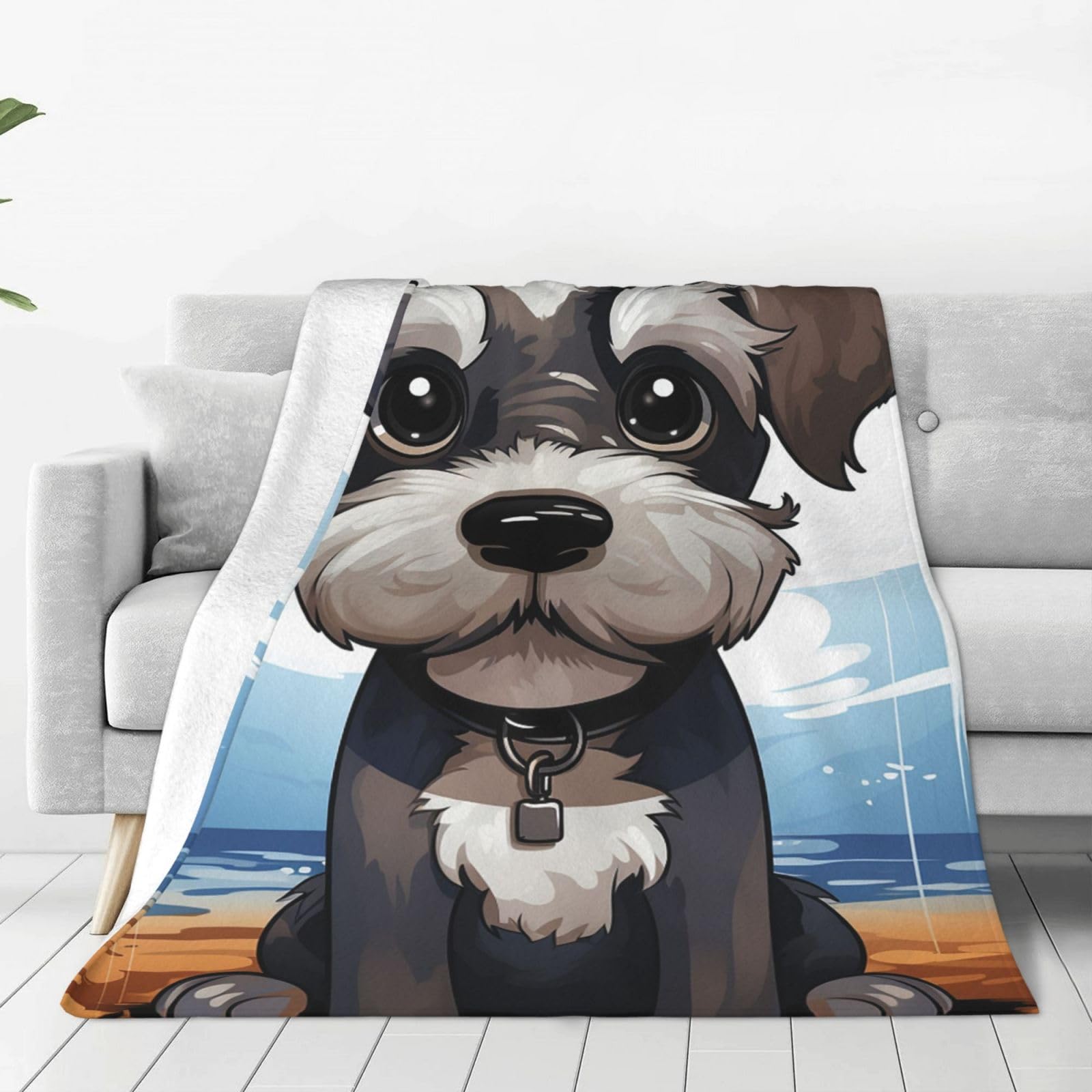 KLOPH Adorable Schnauzer Throw Blanket 40"x30" Flannel Fluffy Warm Blanket for Couch, Reversible Plush Blankets for Bed, Comfy Fuzzy Blanket for Sofa, Plush Lightweight-Blankets for All Season