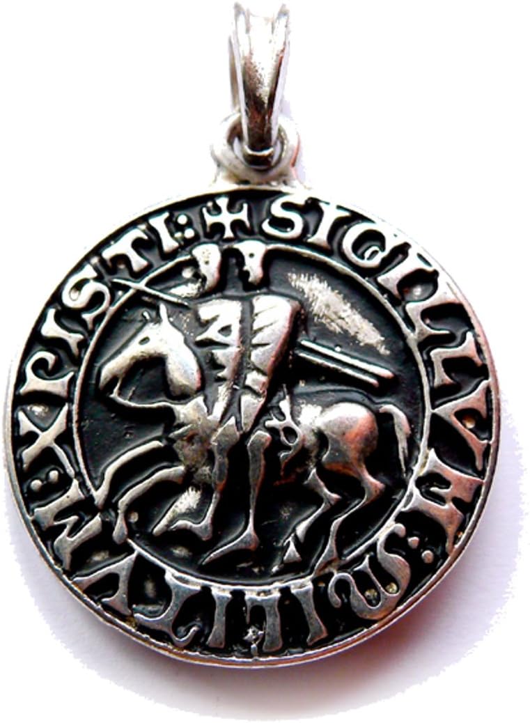 Der Wikinger LadenSeal of the Knights Templar Pendant Necklace 925 Silver Plated