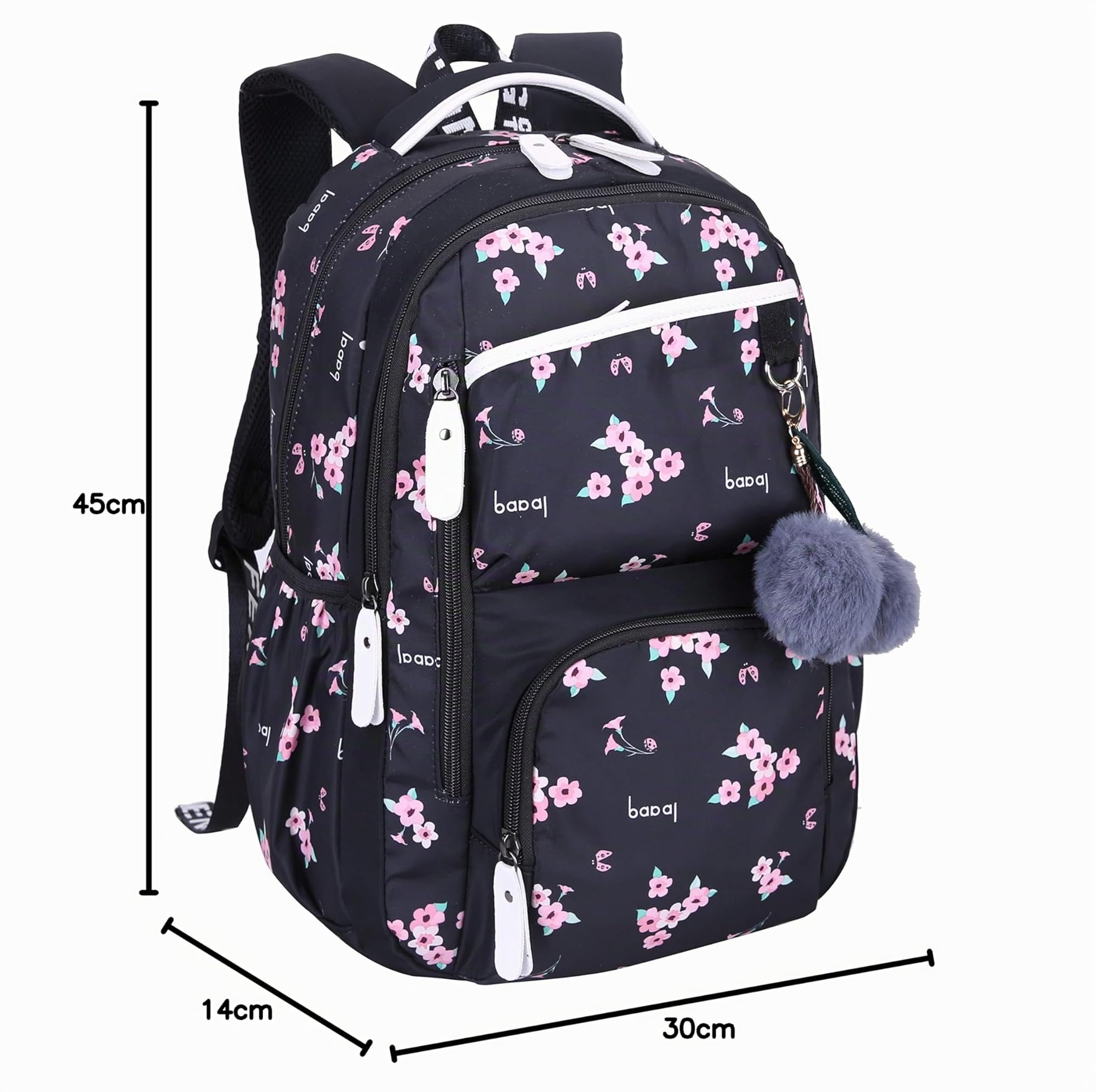 Sac à Dos femme College Scolaire Sac Toile Ado Fille Cartable Sac d'école (Noir)