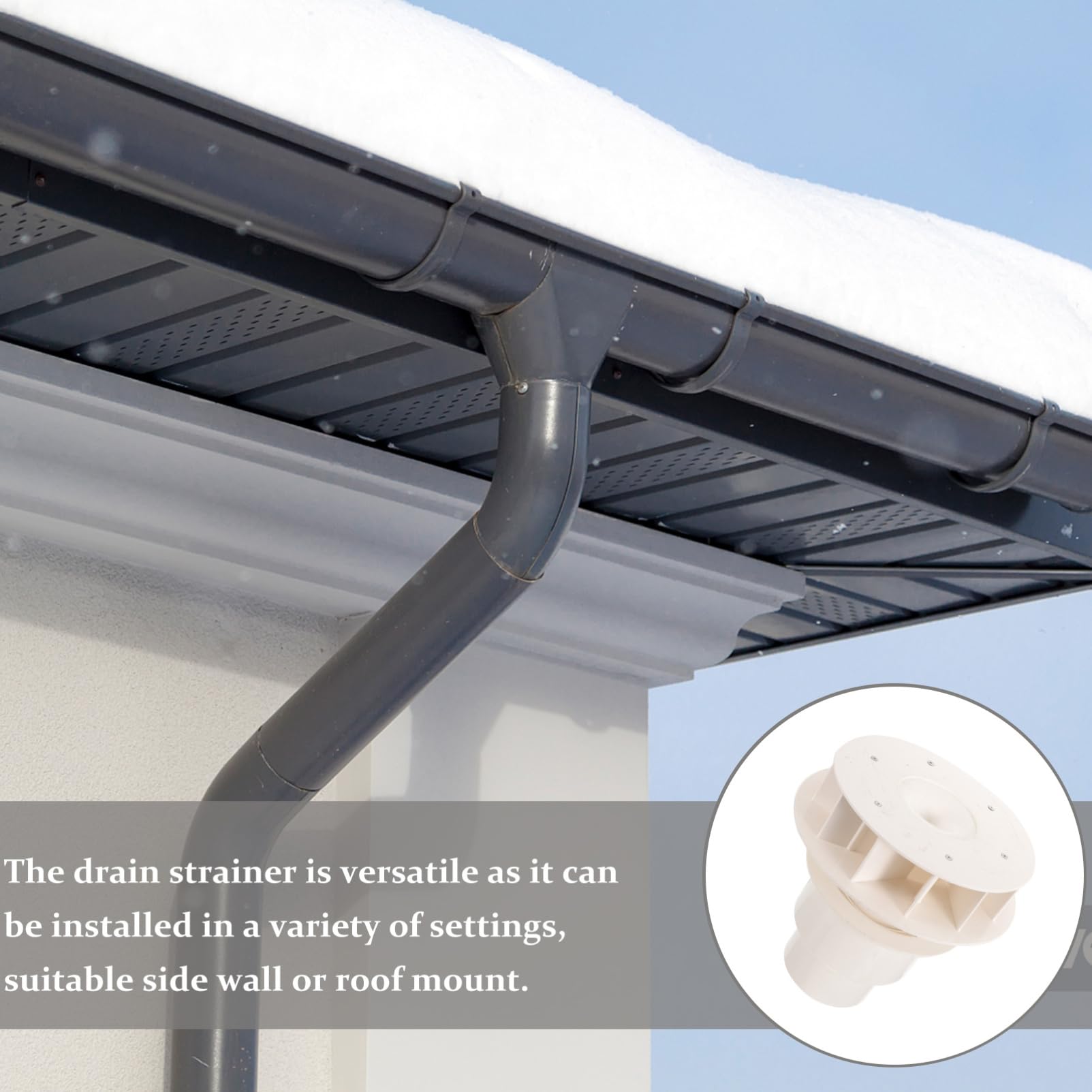 Uonlytech Filtro Colador de Bajante de Canalón Pvc Blanco Sifón para Desagüe de Bajante que Previene Inundaciones y Rebosamientos en Drenaje de Agua de Lluvia