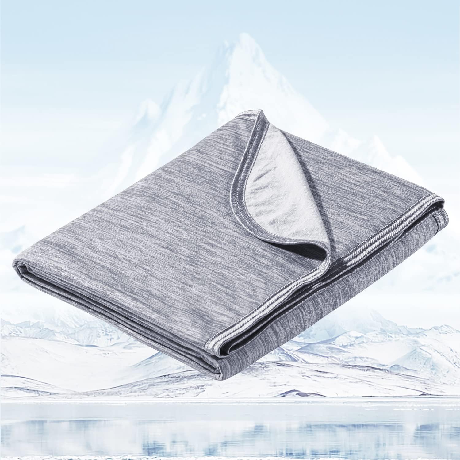 Cooling Blanket for Night Sweats Q-Max>0.5 Summer Blanket Throw Arc-Chill3.0 Fiber Keep Cool Lightweight Thin Blanket Breathable Double-sided for Bed Adult Kids(Gray, 130x170cm)
