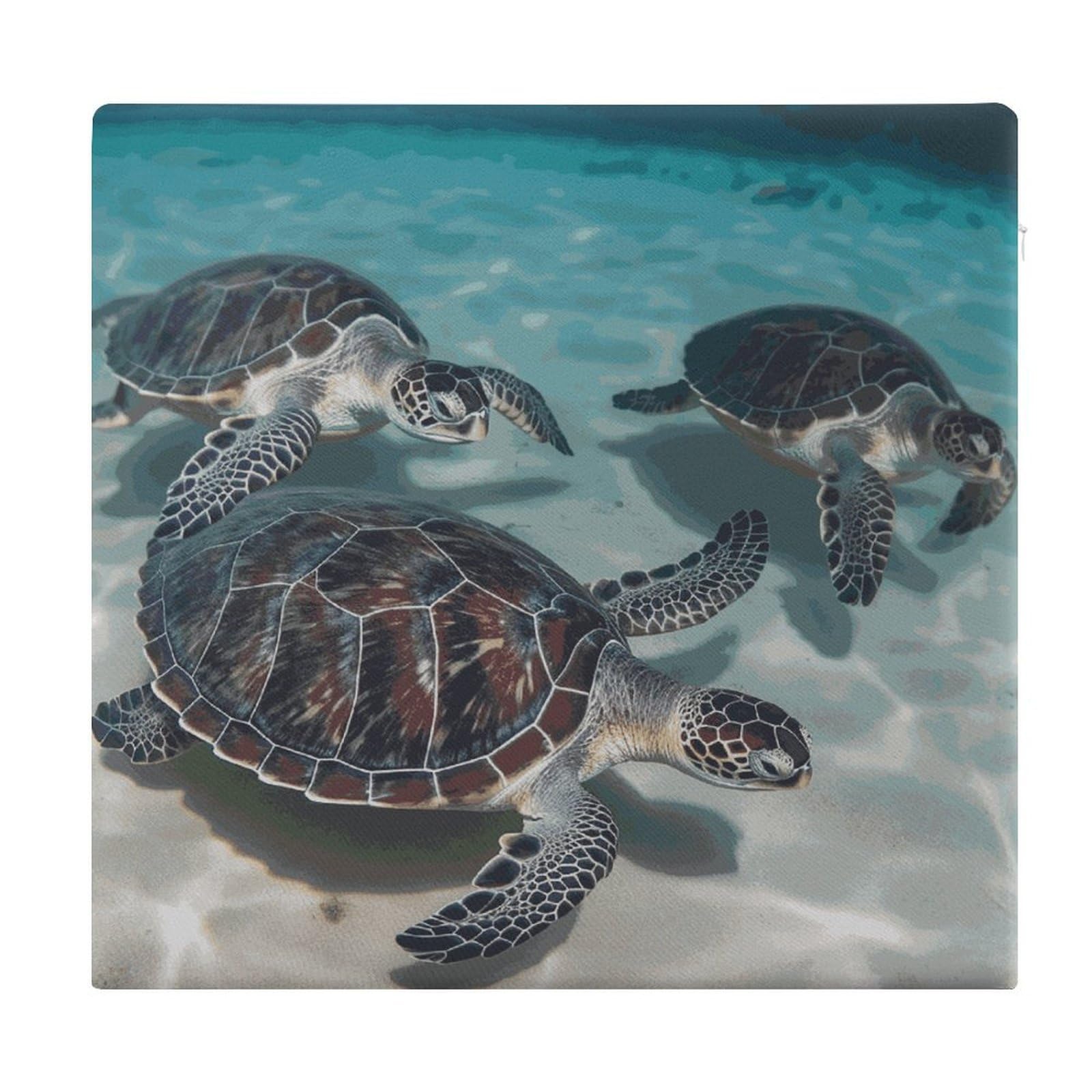 JTREHY Sea Turtles Chair Cushions Non-Slip Bar Stool Cushions Ultra Soft Warm Memory Foam Meditation Cushion Removable Large Square Seat Cushions for Dining Chair 15x14In