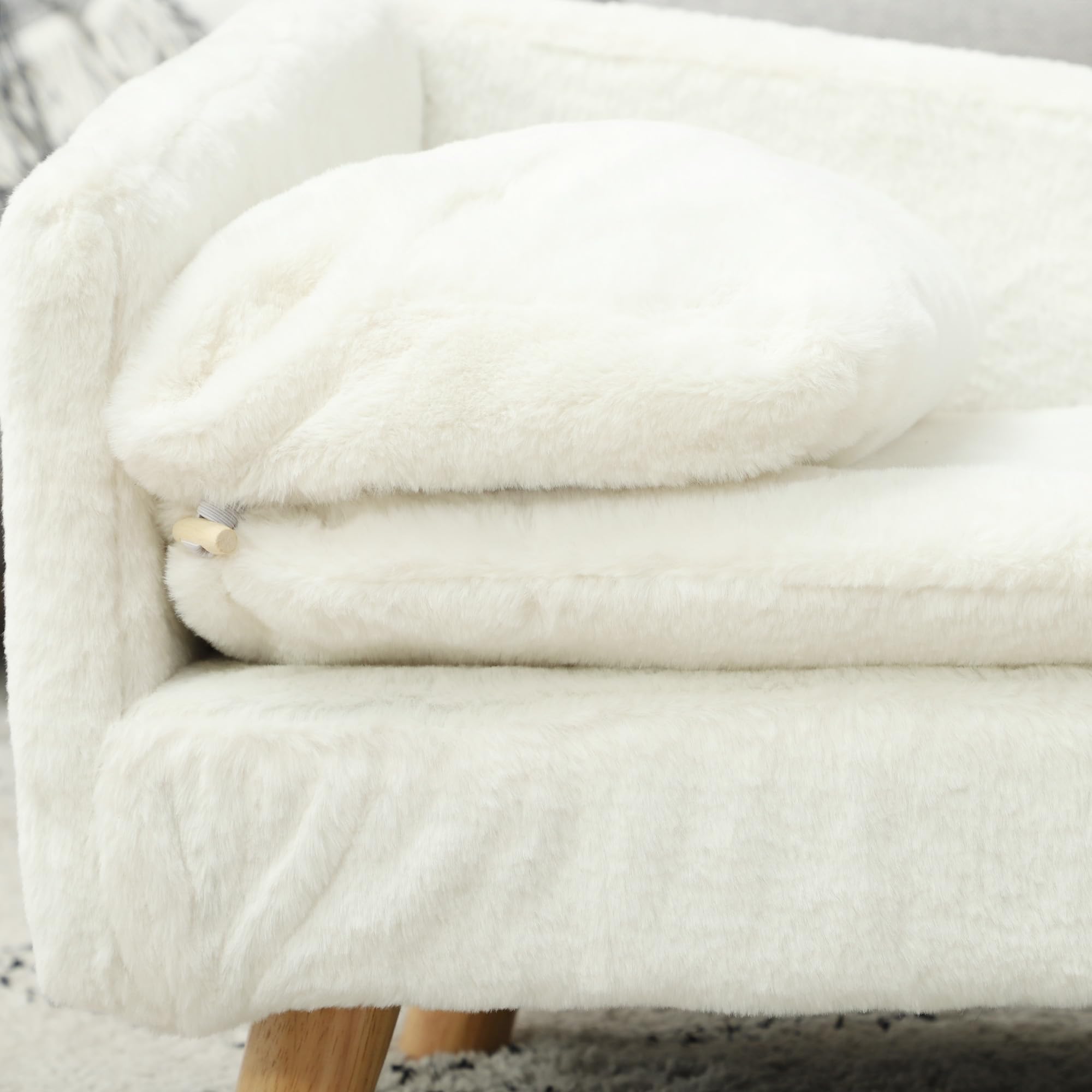 PawHut Canapé pour Chien, lit pour Chien Chat, avec Coussin Moelleux, Oreiller, Housses Amovibles et lavables, en Peluche, 70l x 42,5P x 38,5H cm, crème