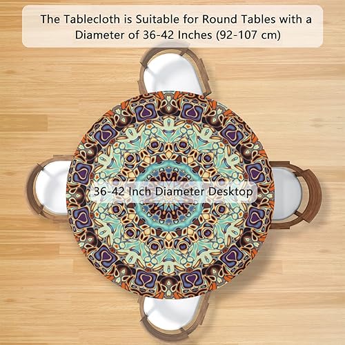 Vista 349 de cfpolar Mantel redondo ajustable de verano, hojas de palma tropical, borde elástico, mantel redondo lavable para uso en interiores y exteriores, se