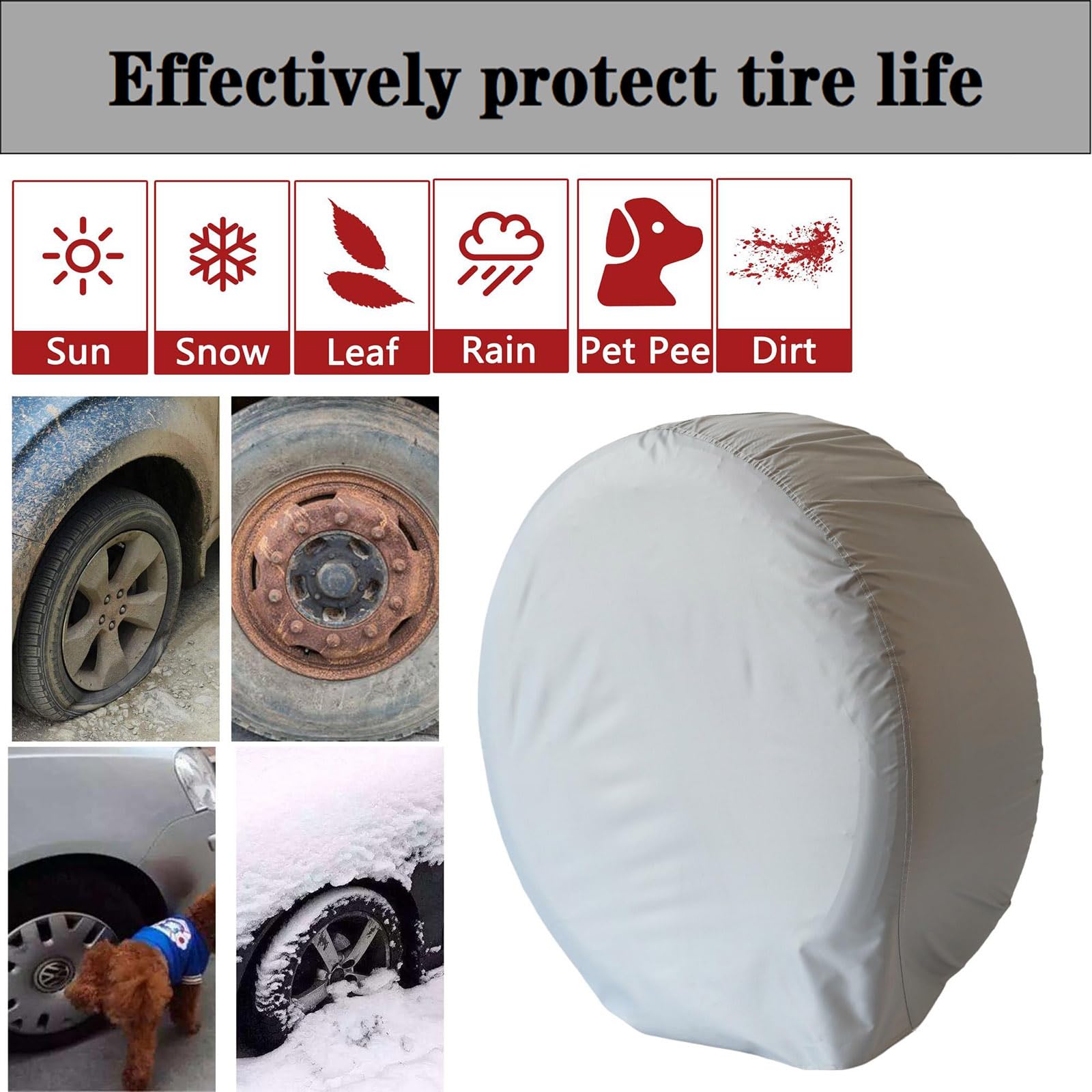 Amfor Lot De 2 Housses De Pneu Imperméables, Anti-UV, Soleil, Neige, Pluie, Pour Remorques, Camping-cars, VUS, Camions, Pour Pneus De 61 à 66 Cm De Diamètre - 11