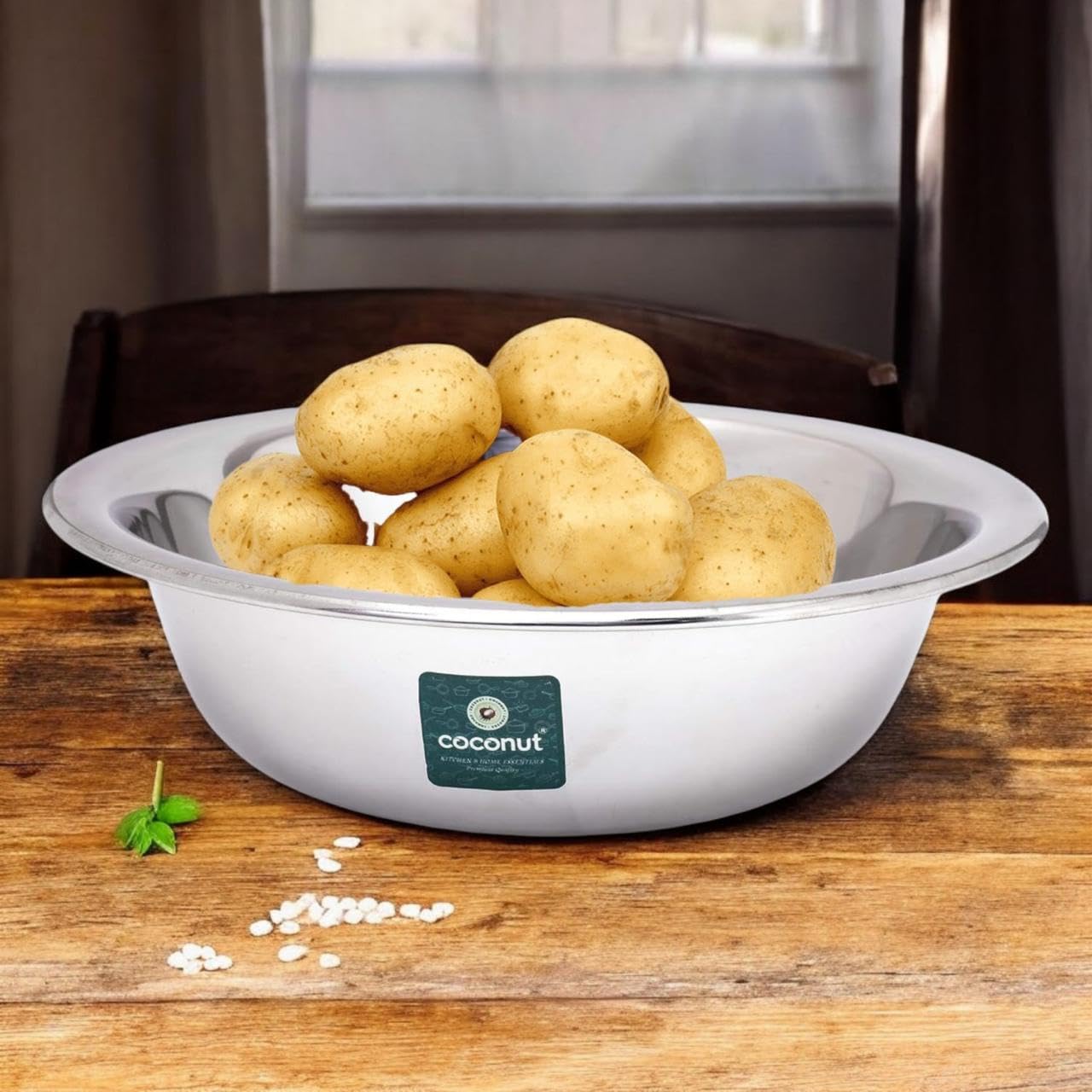 coconut Stainless Steel Basin 22Guage /Multipurpose Bowl    -1 Unit - Diameter - 26 Cm - Image 5 thumbnail