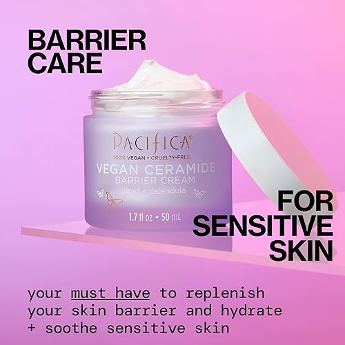 Vista 2 de Pacifica Beauty, Crema vegana para restauración de barrera de ceramida, crema hidratante diaria para reparación facial, cuidado de la piel
