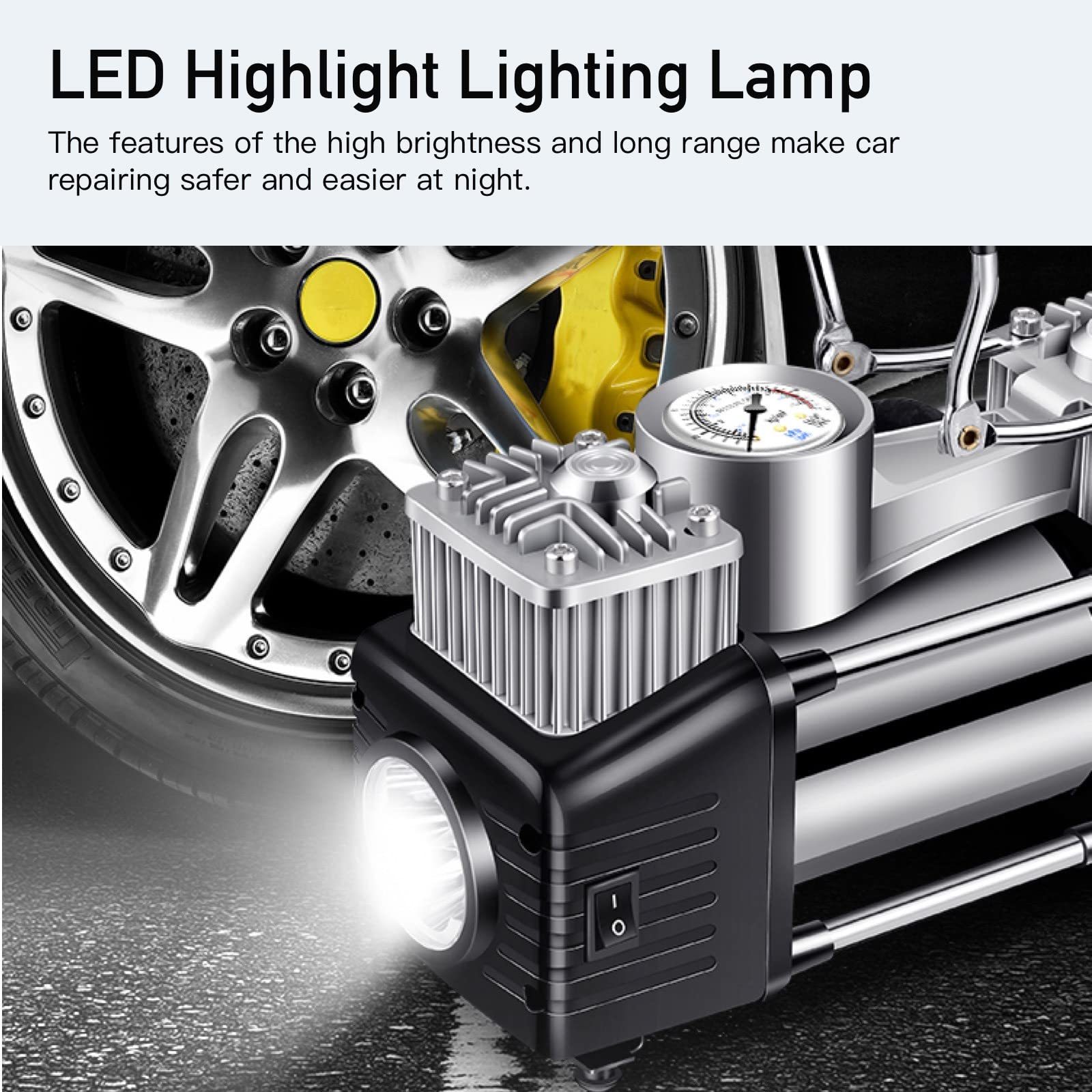 YSMJ 12V DC Portable Air Compressor 150 PSI Auto Repair Kit with