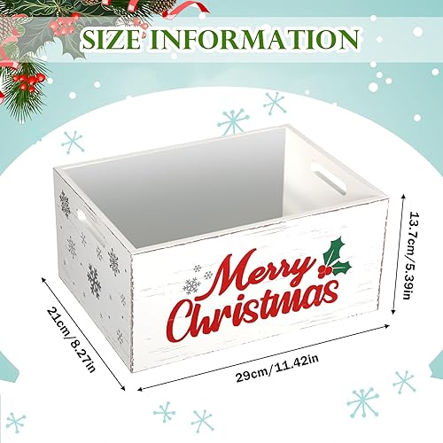 Miniatura 2 de Namalu Caja de almacenamiento de barra de cacao caliente de Navidad, caja de madera con asas, cacao caliente, cesta de madera rústica, canasta de