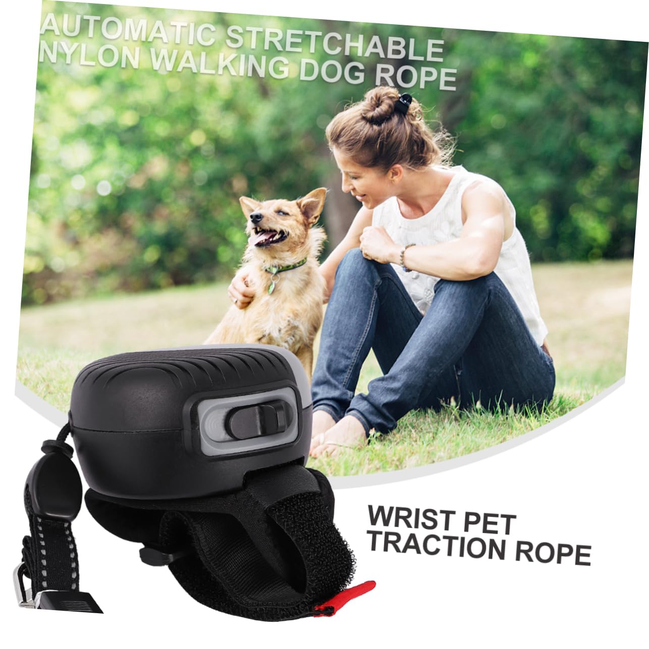 Abaodam 1pc Automatic Stretchable Nylon Dog Rope Wrist Pulling Strap for Training Walking Jogging Hiking Comfortable Pet Traction Strap Grey for Dogs Pets