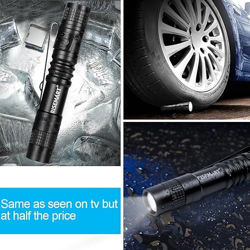 Miniatura 6 de RISEMART Super pequeña mini linterna AAA 100 lúmenes ultra brillante pluma luz bolsillo clip táctico antorcha lámpara (3.5 pulgadas)