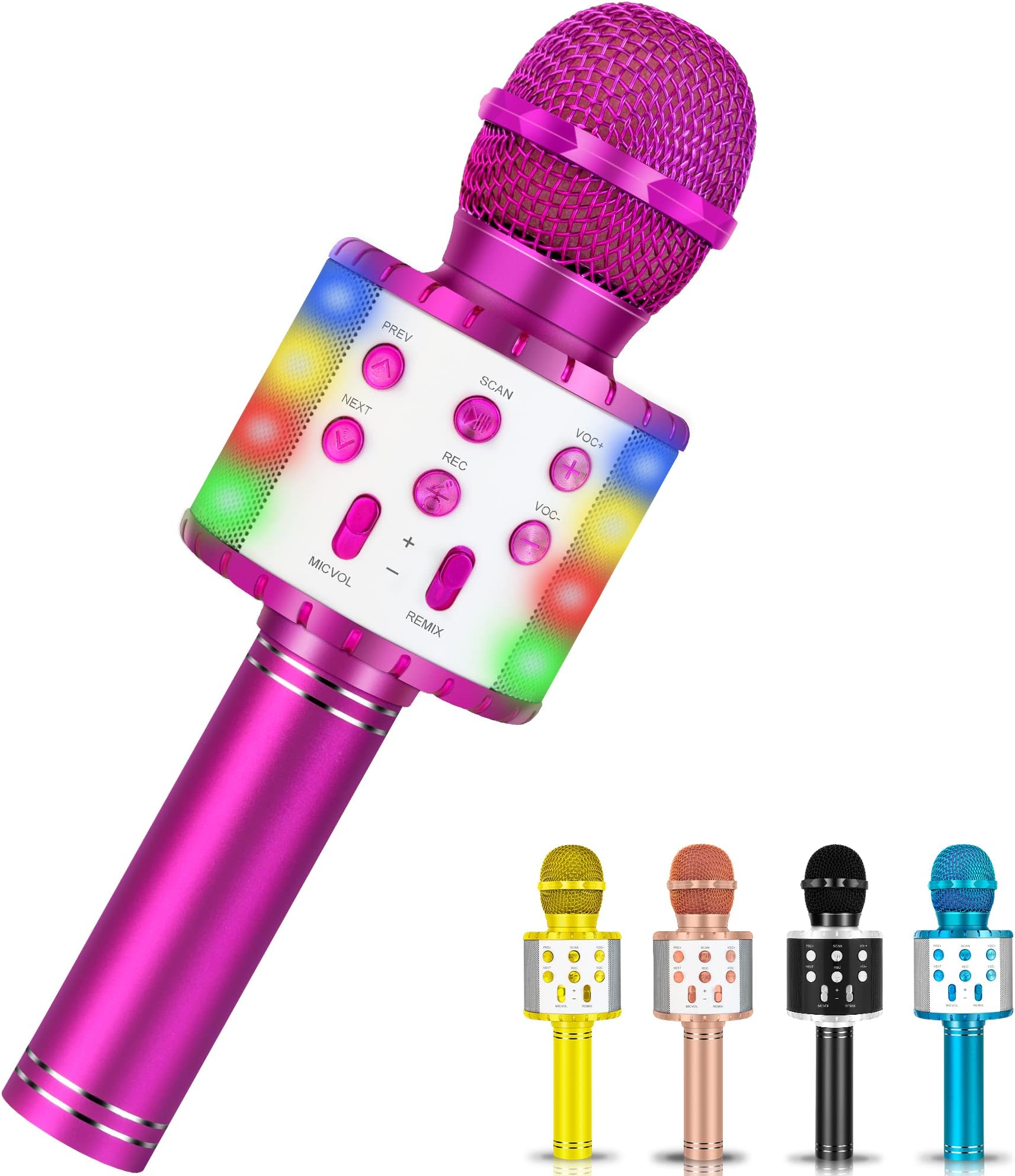 Winique Karaoke Machine for Kids, Bluetooth Mini Karaoke Machine with LED Lights, Christmas & Birthday Gift for All Ages 3 4 5 6 7 8 9 10+ Year Old Girls & Boys, Singing Anytime Anywhere (Rose Red)