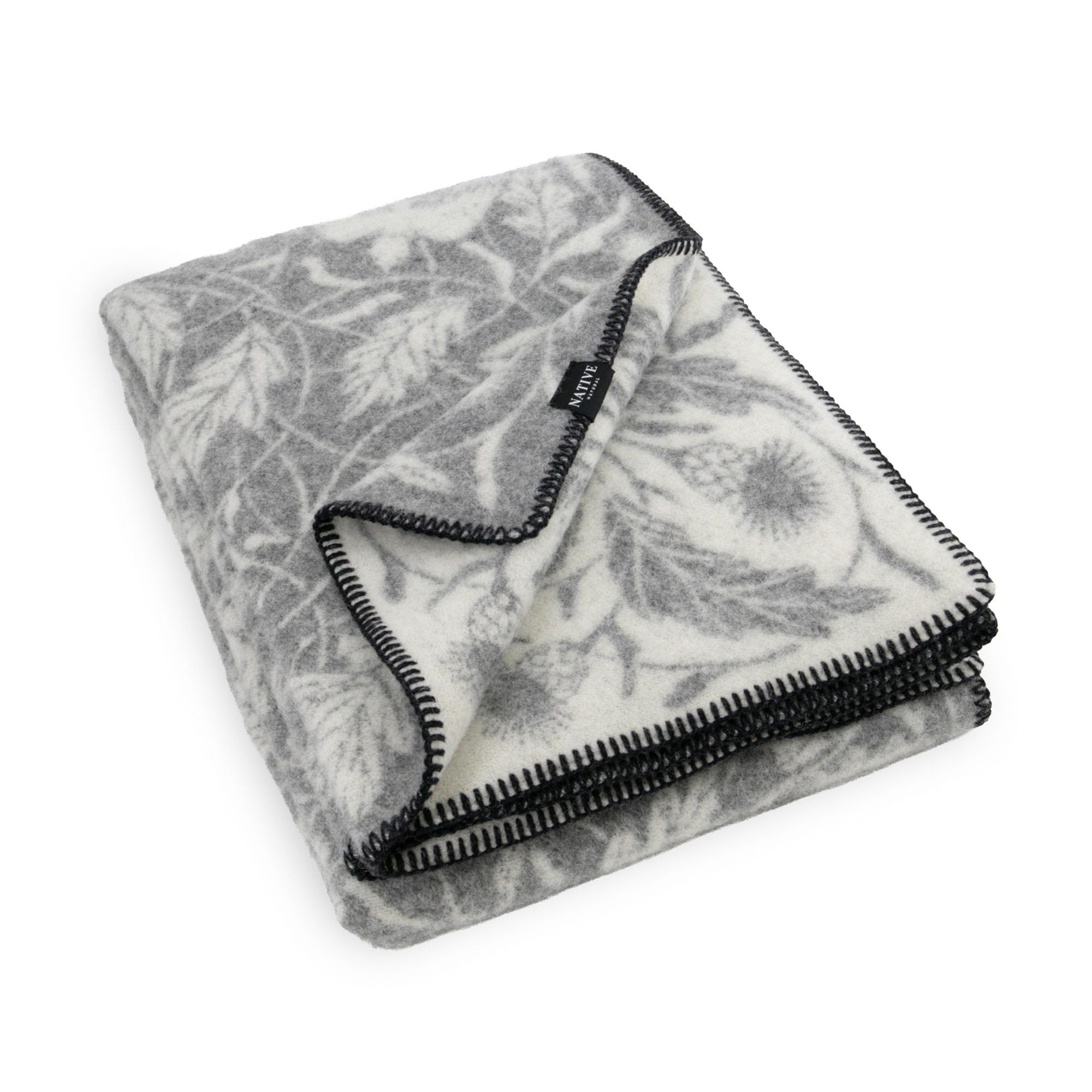 Simply Sheepskin Bird Grey Wool Blanket - Wool Blanket - Jacquard Woven - Premium New Zealand Wool Throw 140X200 Cm