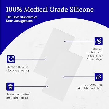 Rejuvaskin Scar Fx box for Small Scars, Soften, Flatten, Reduce and Recover, Silicone Sheeting, RejuvaSil Gel & Medical Tape, 1.5 x 3, 2 Sheets
