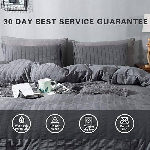 Miniatura 7 de AveLom - Juego de funda de edredón de 3 piezas, 1 funda de edredón y 2 fundas de almohada, microfibra milrayas, con cremallera y lazos en esquinas,