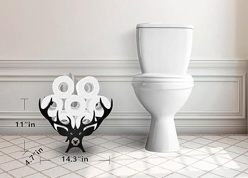 Miniatura 5 de Teaeeno Soporte de papel higiénico de astas negras, divertido soporte de papel higiénico de almacenamiento de animales para baño, almacenamiento de