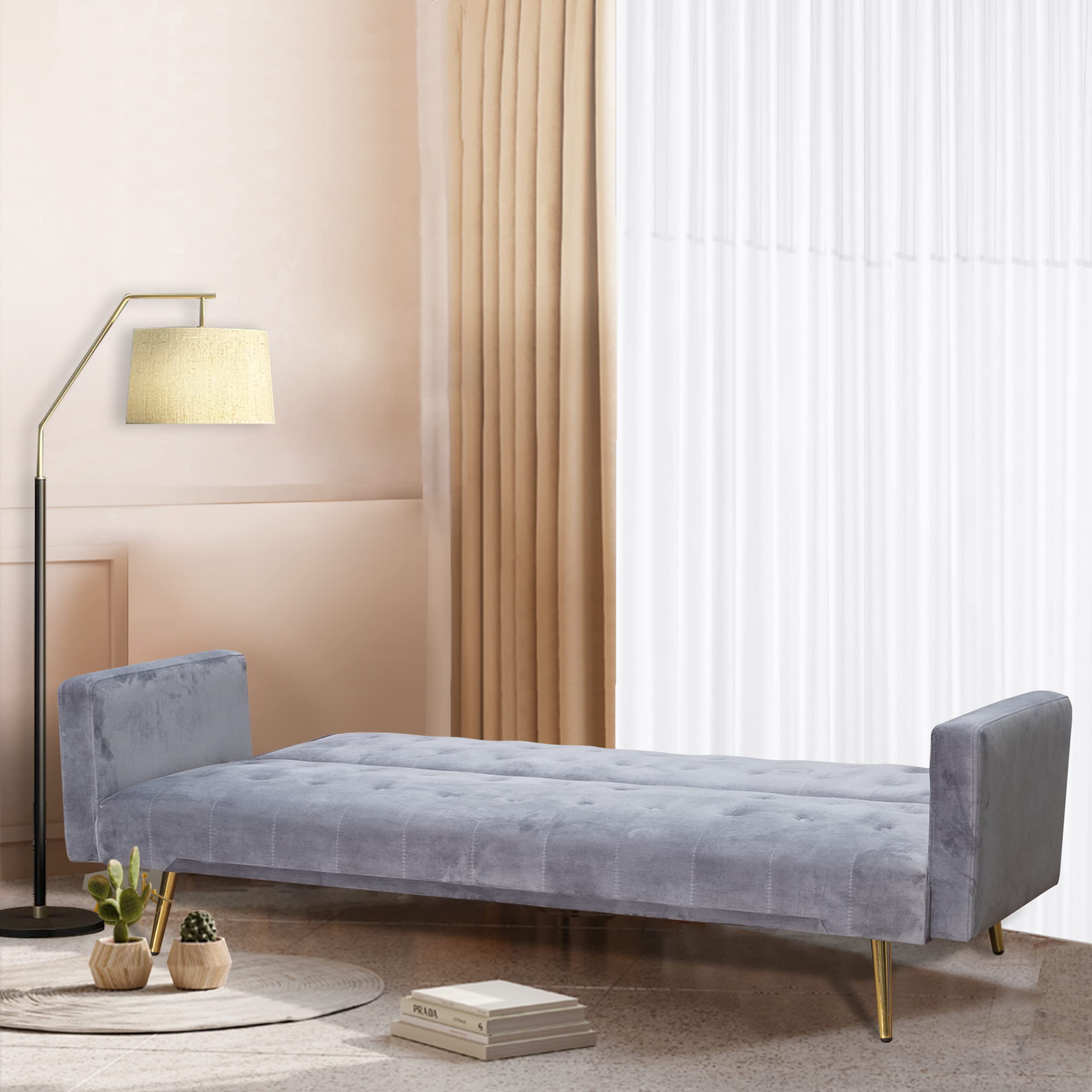 Bonrcea 75" Sleeper Couch Bed, Sleep Sofa Velvet Futon Sofa,500 lbs Capacity for Small Living Room,RV,Small Apartment