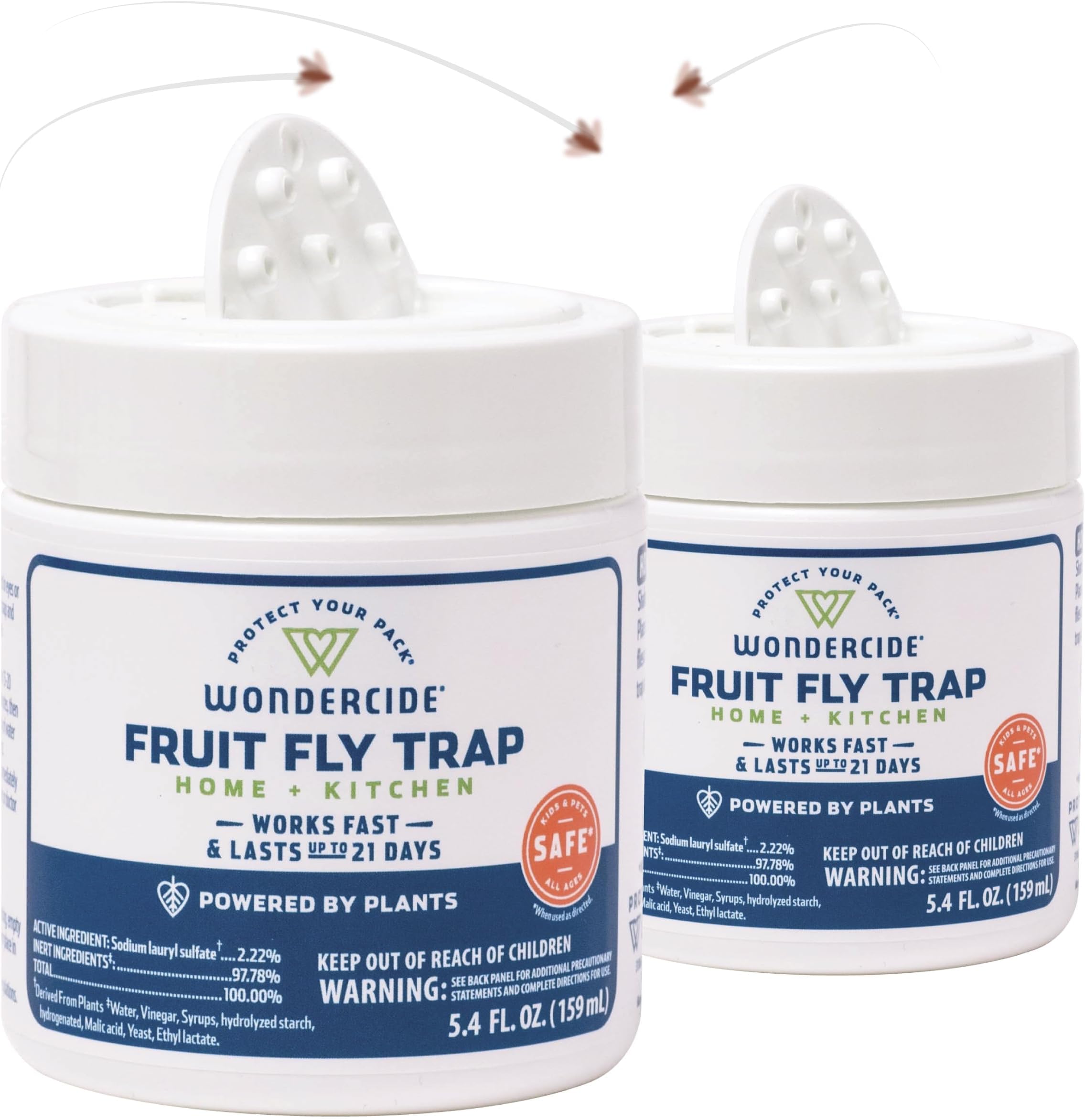 Fruit Fly Traps for Indoors - Fruit Fly Killer - Pet and People Safe - Made in USA & Plant Based - 5.4 oz - 2 Pack