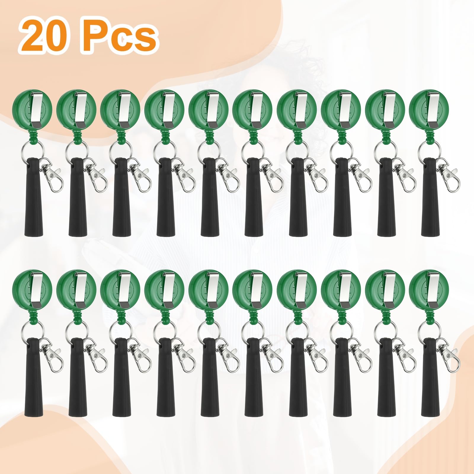 PATIKIL Retractable Pen Holder, 20Pcs Pull Pen Pencil Holder Elastic Silicone Grip Pencil Holder for Woodwork Bricklayer Markers and Carpenter Pencils, Green - Image 3