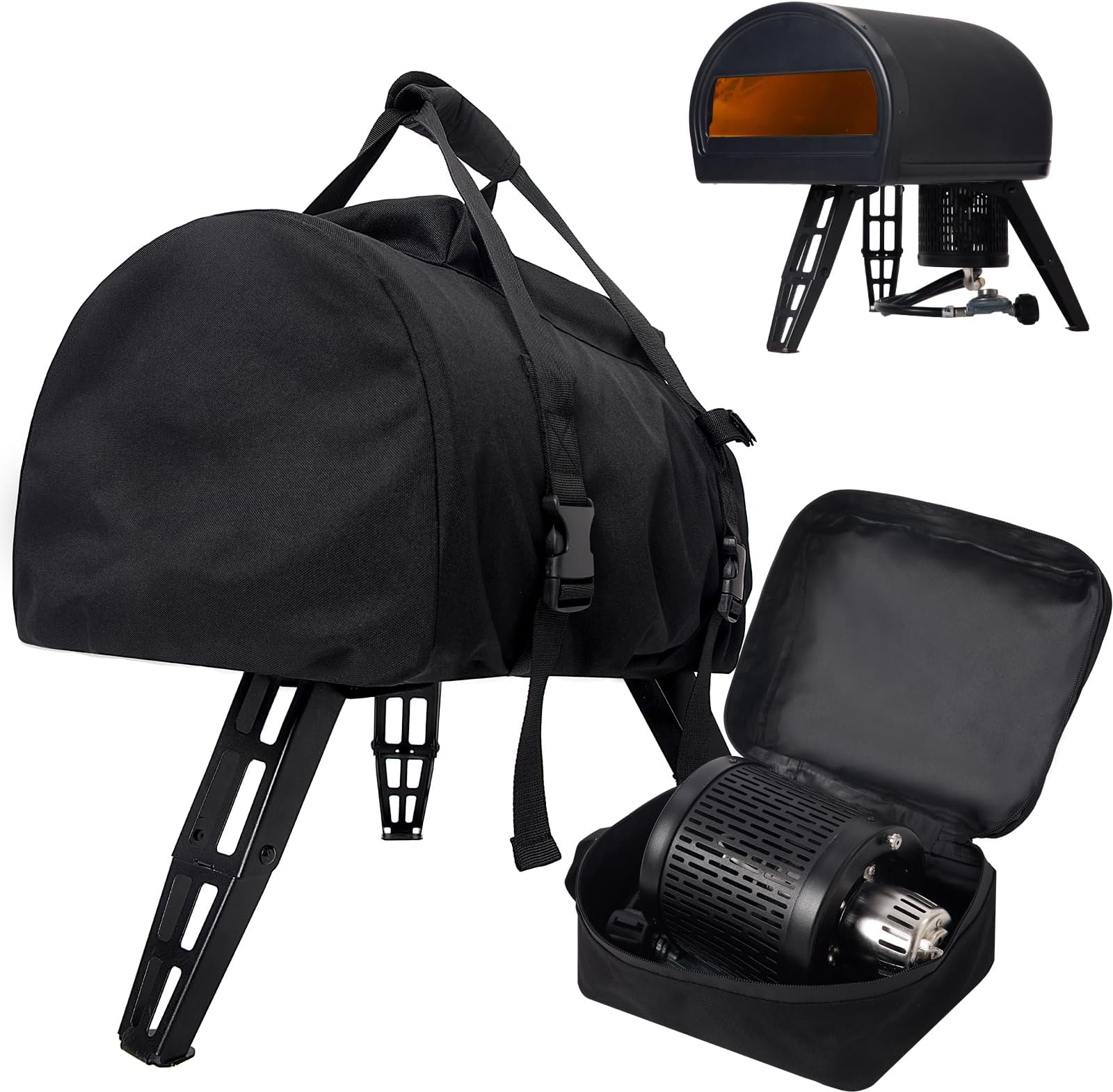 Waterproof Cover for Gozney Roccbox Pizza Oven with Separate Wood Burner Storage Pouch, Large Top Pocket for Gozney Pizza Oven Accessories, Portable and Easy Transporting (Cover Only)