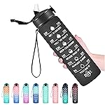 Hyeta 32 oz Water Bottles with Times to Drink and Straw, Motivational Water Bottle with Time Marker, Leakproof, Drinking Sports Water Bottle for Fitness, Gym and Outdoor