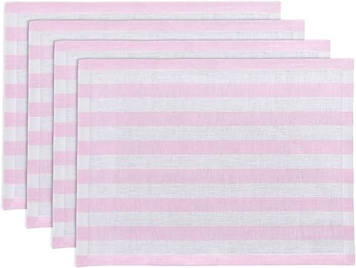 Miniatura 15 de Solino Home Sorrento - Juego de 4 manteles individuales de tela, 100 % lino puro, 14 x 19 pulgadas, hechos a mano y lavables a máquina Verde cazador