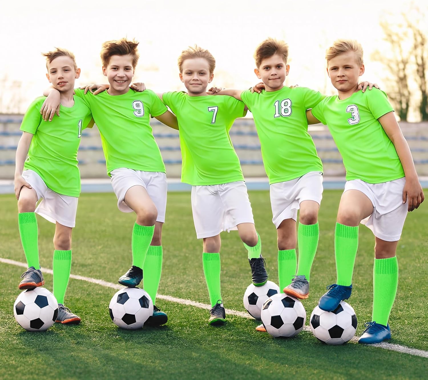 24 Pairs Kids Youth Soccer Baseball Socks, Bulk Softball Football Team Socks Knee High Tube Sock