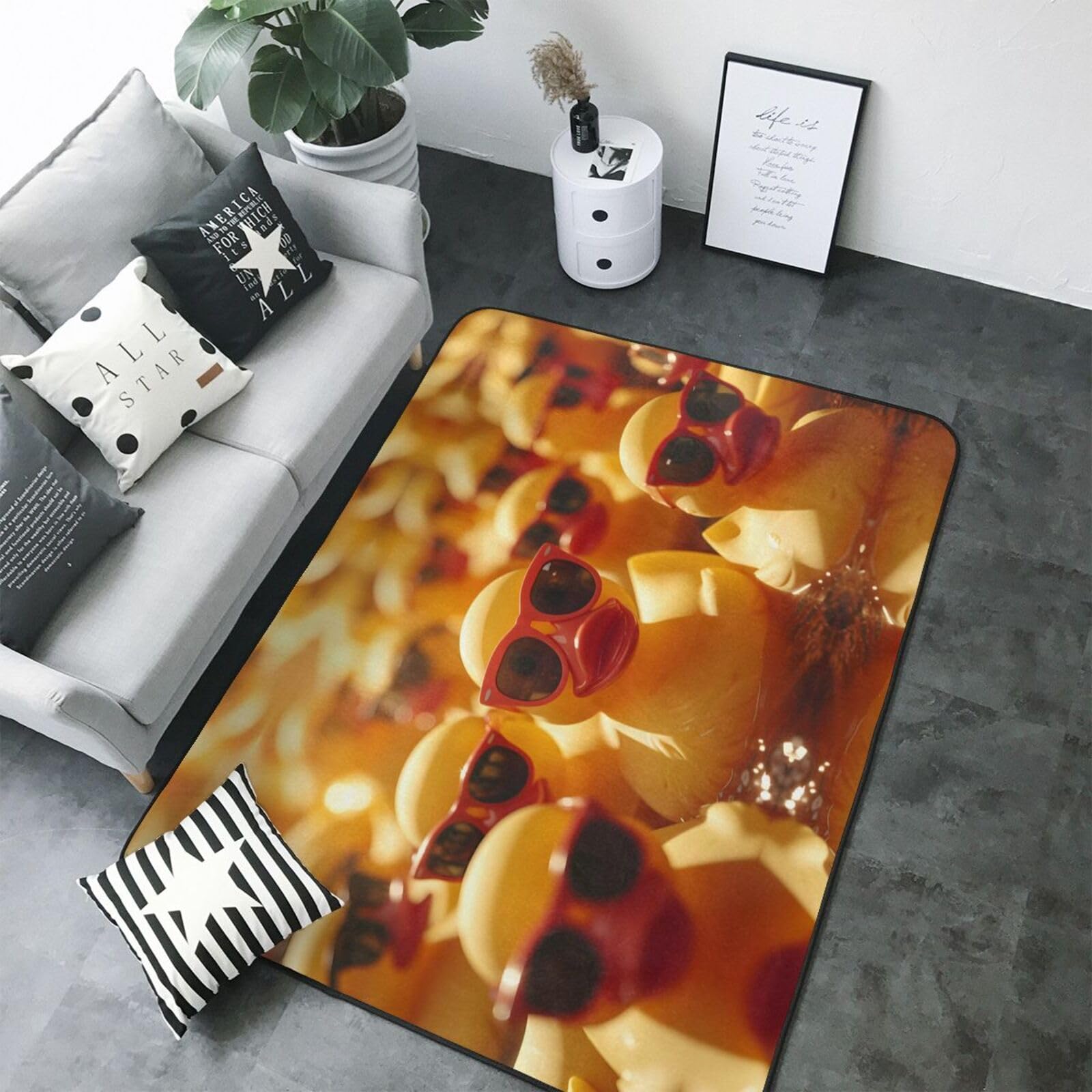 Tapis de soleil bleu canard jaune pour salon, chambre à coucher, tapis de sol d'intérieur, décoration esthétique, 122 x 213 cm, tapis antidérapant