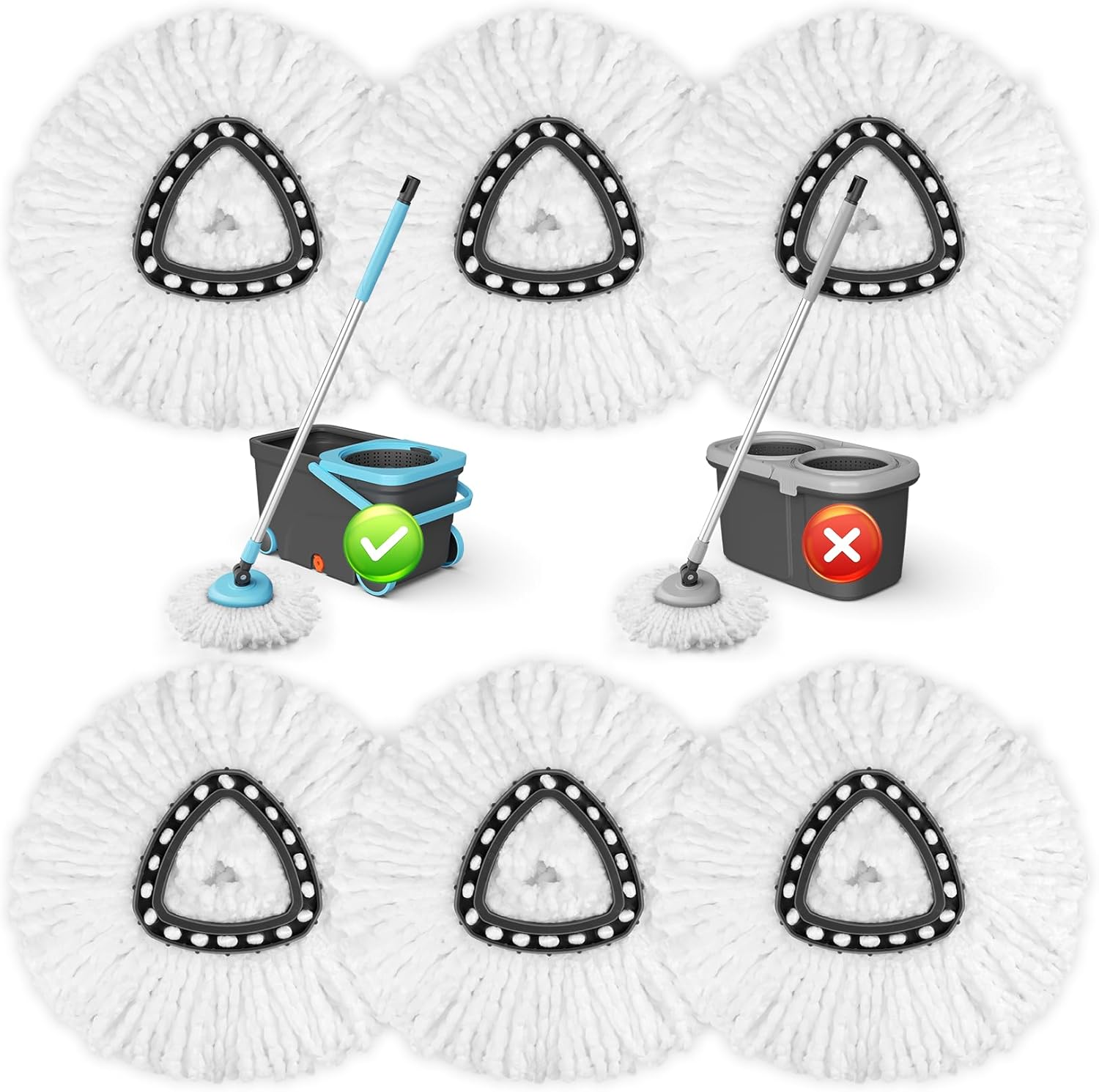 JTIEO 12 Pack Mop Head Replacement Compatible with O Cedar Spin Mop, Microfiber Spin Mop Heads Replacements for EasyWring System, Deep Cleaning & Machine Washable