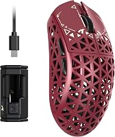 ATTACK SHARK R5 Ultra Szénszálas Vezeték Nélküli Gaming Egér, 39g Ultrakönnyű, 2.4G/Bluetooth/USB-C, 42000DPI, 8000Hz, Piros 1